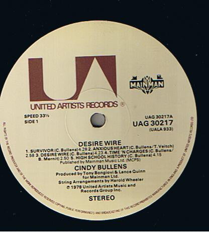 Cindy Bullens : Desire Wire (LP, Album, Gat)