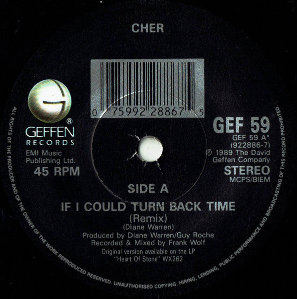 Cher : If I Could Turn Back Time (7", Single)