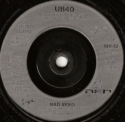 UB40 : Bring Me Your Cup (7", Single)