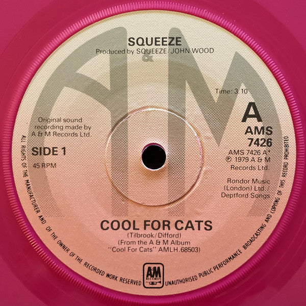 Squeeze (2) : Cool For Cats (7", Single, Pin)