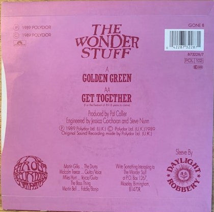 The Wonder Stuff : Golden Green / Get Together  (7", Single, Sil)