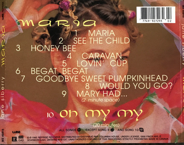 Jane Siberry : Maria (CD, Album, Club)