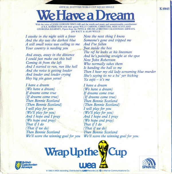 The Scottish World Cup Squad : We Have A Dream (7", Single)