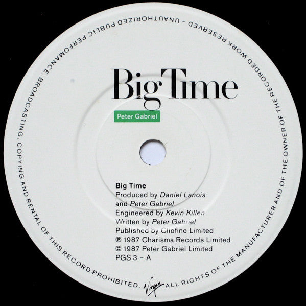 Peter Gabriel : Big Time (7", Single)