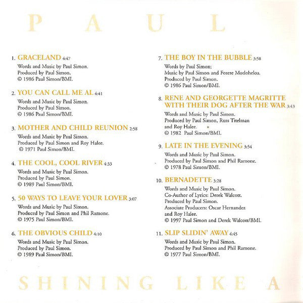 Paul Simon : Greatest Hits - Shining Like A National Guitar (CD, Comp, RM, RP)