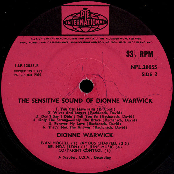 Dionne Warwick : The Sensitive Sound Of Dionne Warwick (LP, Album, Mono)