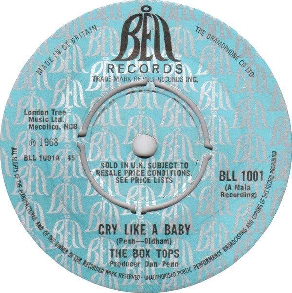 Box Tops : Cry Like A Baby (7", Pus)