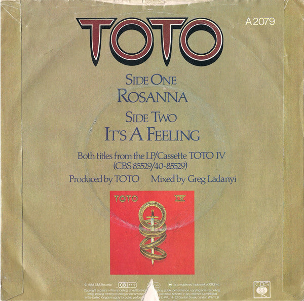 Toto : Rosanna (7", Single)