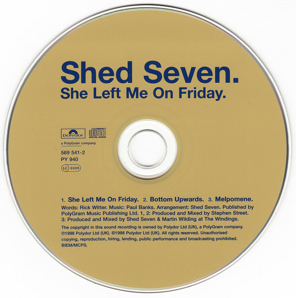 Shed Seven : She Left Me On Friday (CD, Single, CD1)