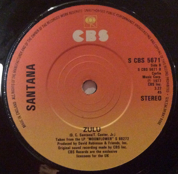 Santana : She's Not There (7", Single)