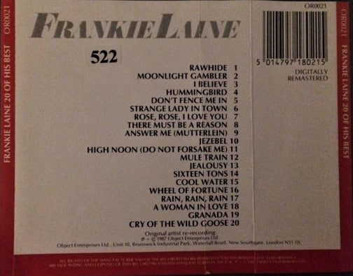 Frankie Laine : The collection - 20 Of His Best (CD, Comp, RM)