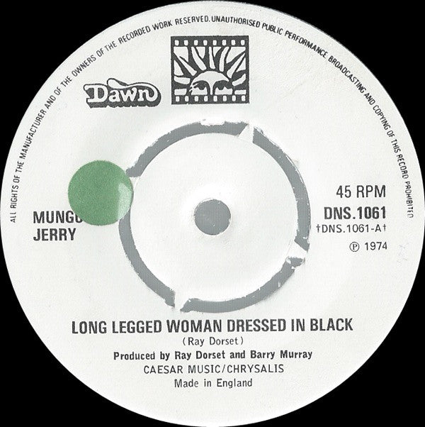 Mungo Jerry : Long Legged Woman Dressed In Black (7", Single)