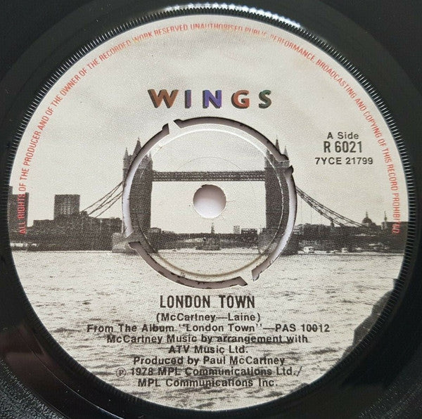 Wings (2) : London Town (7", Single)