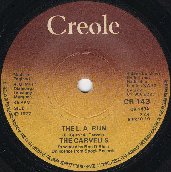 The Carvells : The L. A. Run (7", Single)