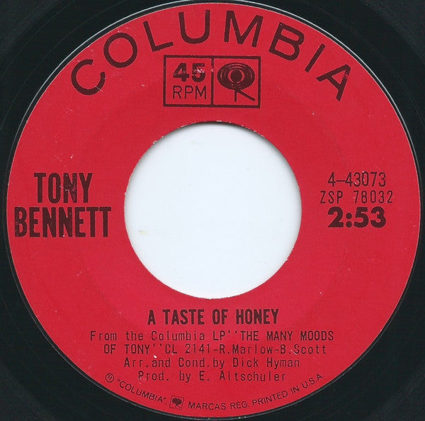 Tony Bennett : A Taste Of Honey / It's A Sin To Tell A Lie (7", Single)