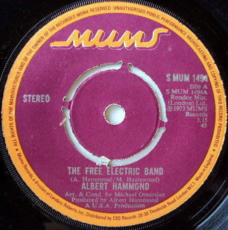 Albert Hammond : The Free Electric Band (7", Single)