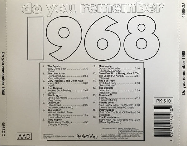 Various : Do You Remember 1968 (CD, Comp)