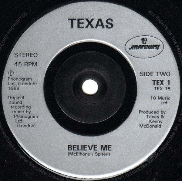 Texas : I Don't Want A Lover (7", Single, Inj)