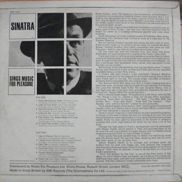 Frank Sinatra : Sinatra Sings Music For Pleasure (LP, Comp, Mono)