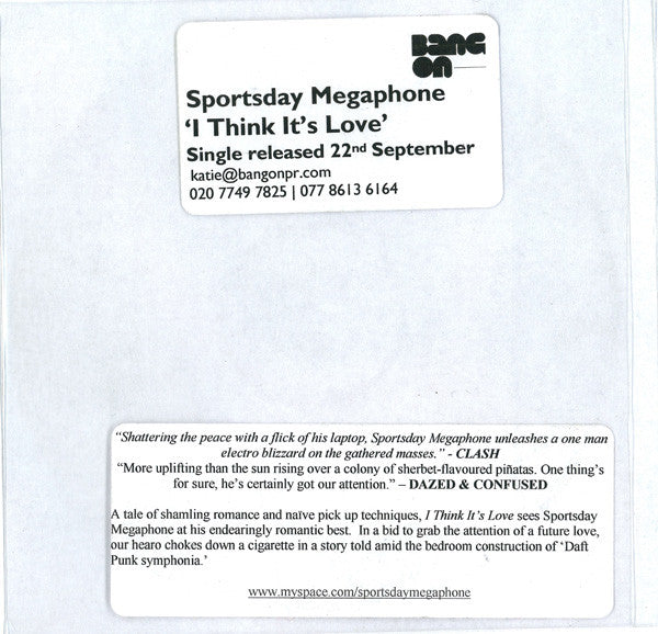 Sportsday Megaphone : I Think It's Love (CDr, Single, Promo)