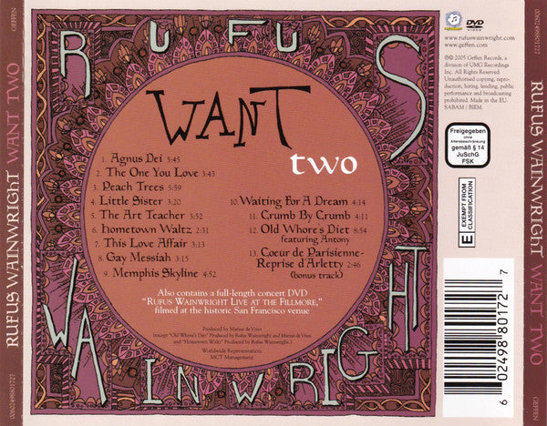 Rufus Wainwright : Want Two (CD, Album + DVD-V)