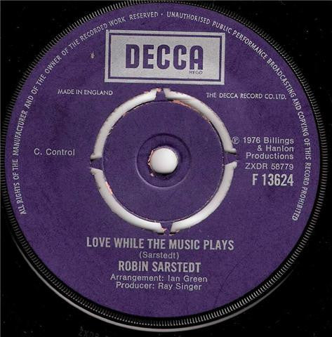 Robin Sarstedt : My Resistance Is Low (7", Single)