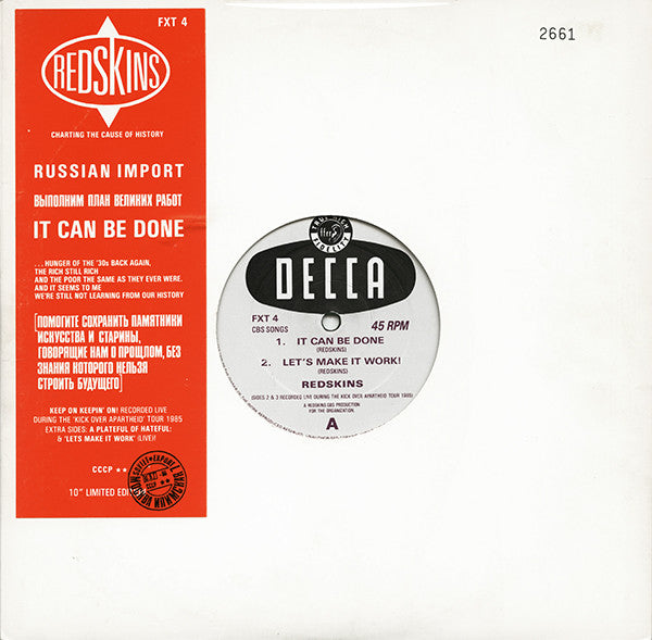 Redskins : It Can Be Done (10", Ltd, Num)
