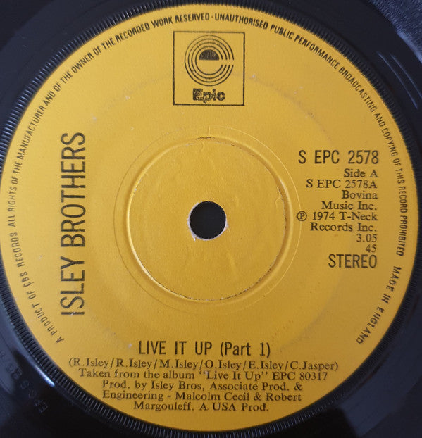 The Isley Brothers : Live It Up (7", Sol)