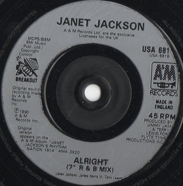 Janet Jackson : Come Back To Me b/w Alright (7", Single)