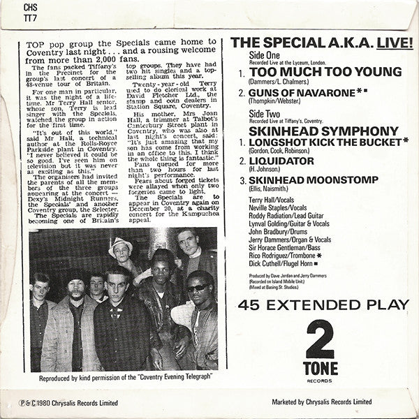 The Special A.K.A.* Featuring Rico* : Too Much Too Young (7", EP, Single, Sil)