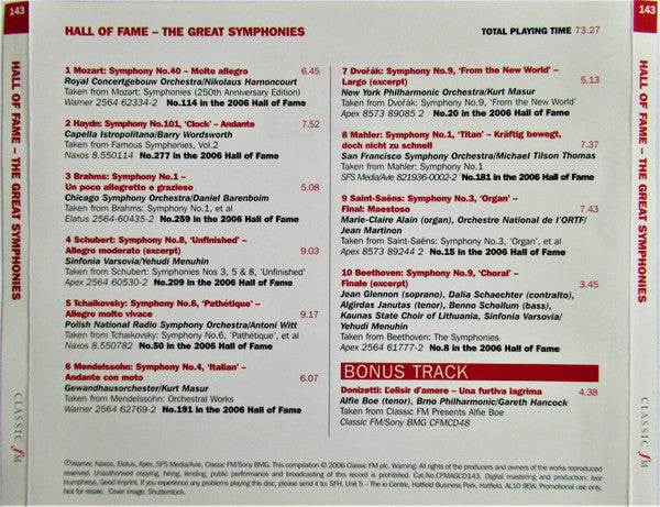 Various : Classic FM Hall Of Fame 2006 - The Great Symphonies (CD, Comp)