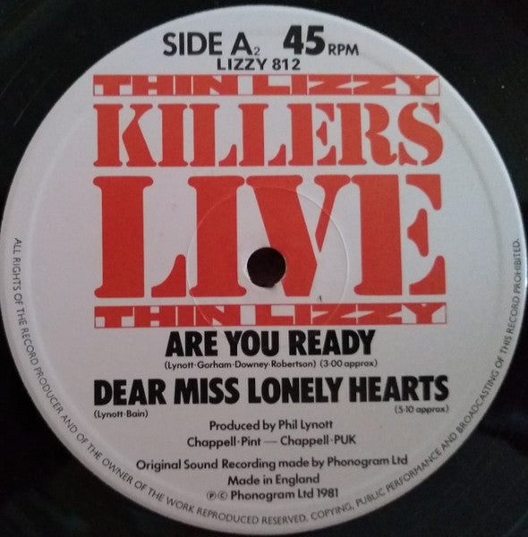 Thin Lizzy : Killers Live (12")