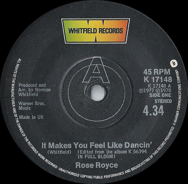 Rose Royce : It Makes You Feel Like Dancin' (7", Single)