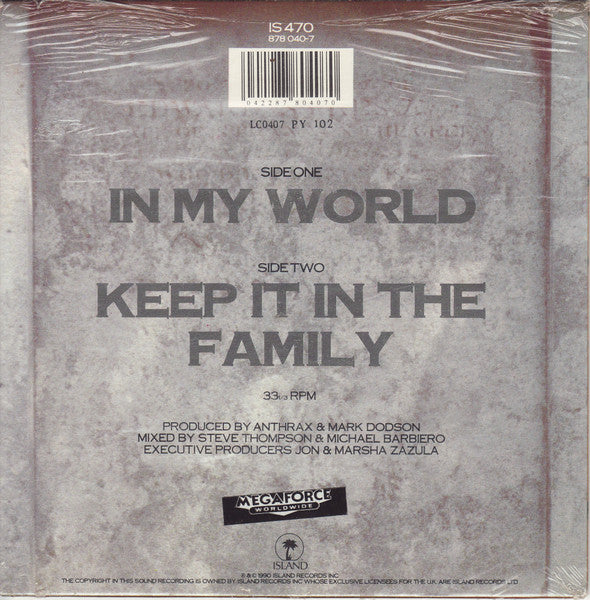 Anthrax : In My World (7", Single)