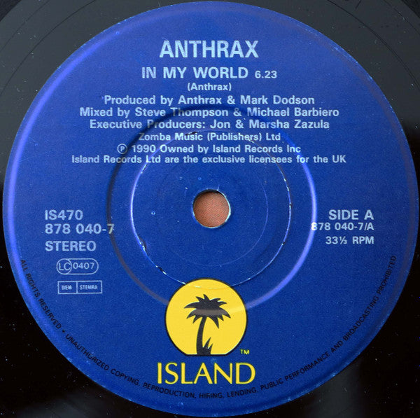 Anthrax : In My World (7", Single)