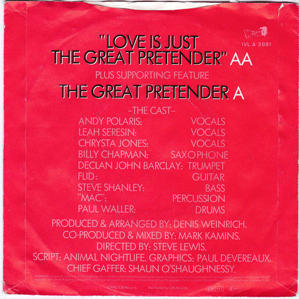 Animal Nightlife : Love Is Just The Great Pretender /  The Great Pretender (7", Single)