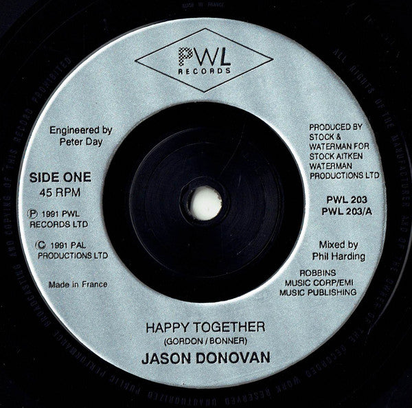 Jason Donovan : Happy Together (7", Single, Inj)