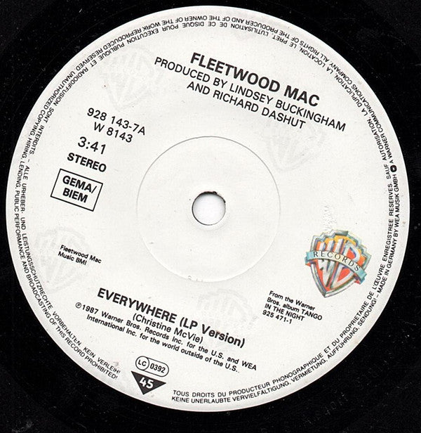 Fleetwood Mac : Everywhere (7", Single, Sol)