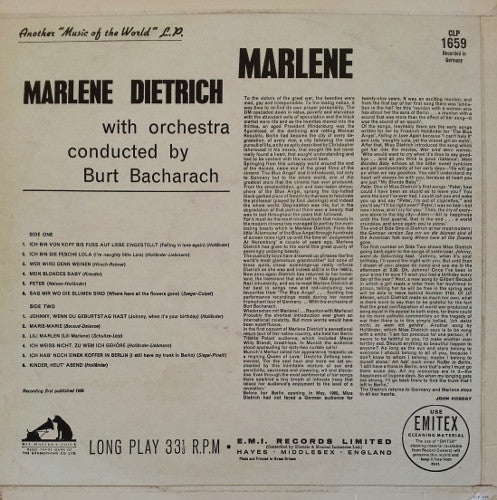 Marlene Dietrich : Marlene Dietrich Returns To Germany (LP, Mono, RP)