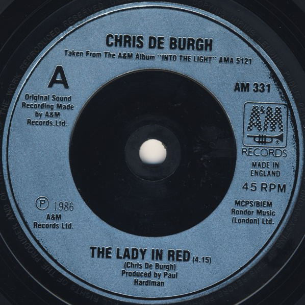 Chris de Burgh : The Lady In Red   (7", Single, Inj)