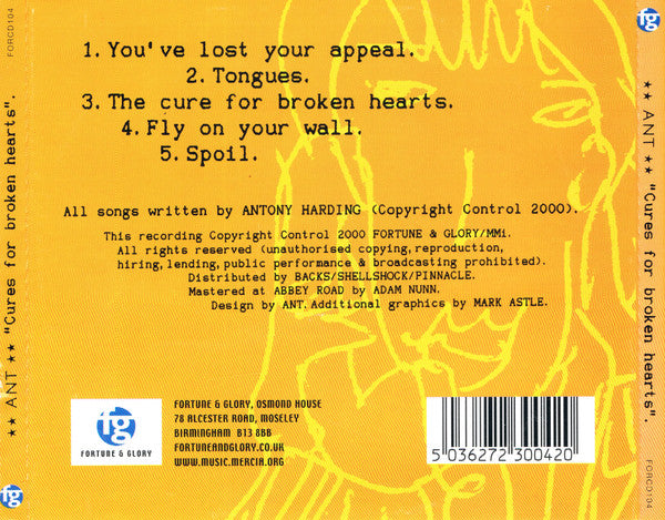 Ant (4) : Cures For Broken Hearts. (CD, EP, Ltd)