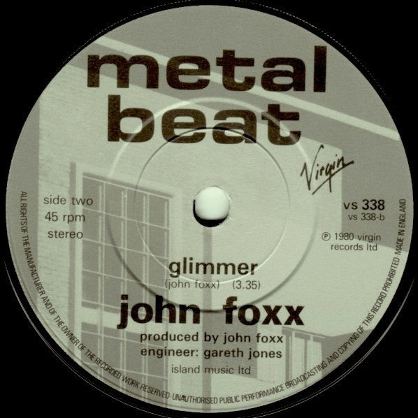 John Foxx : No-One Driving (7", Single)