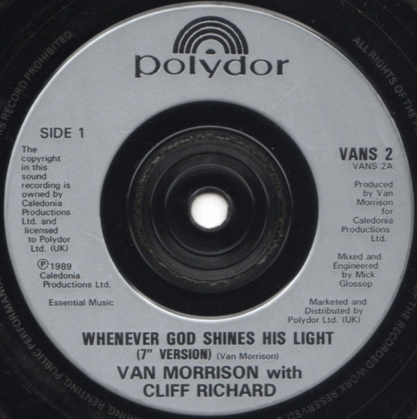 Van Morrison With Cliff Richard : Whenever God Shines His Light (7", Single)