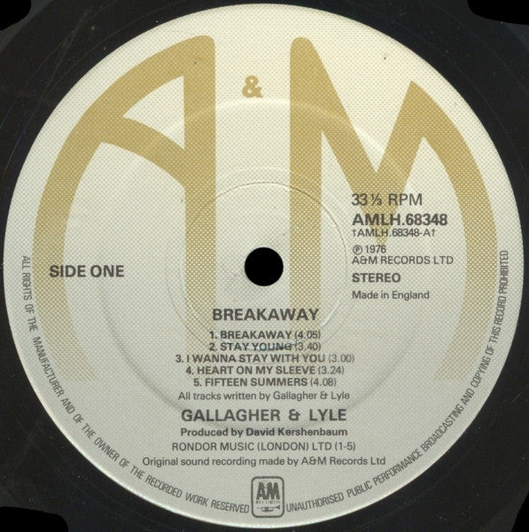 Gallagher & Lyle : Breakaway (LP, Album)