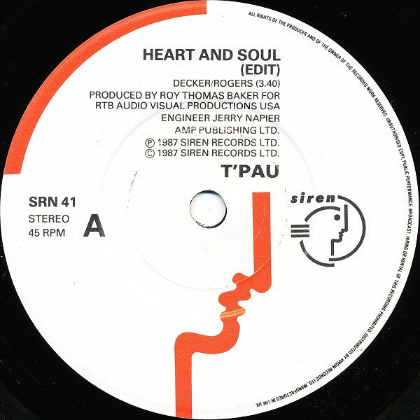 T'Pau : Heart And Soul (7", Single)