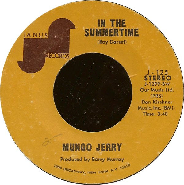 Mungo Jerry : In The Summertime / Mighty Man (7", Styrene)