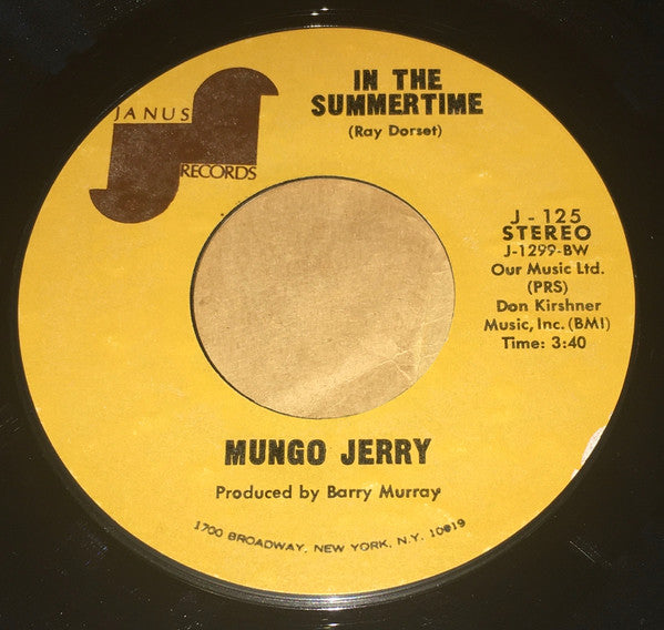 Mungo Jerry : In The Summertime / Mighty Man (7", Styrene)