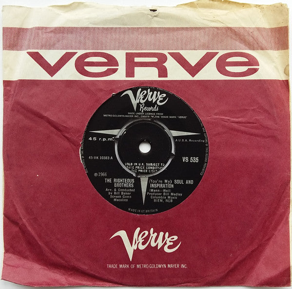 The Righteous Brothers : (You're My) Soul And Inspiration (7", Single)