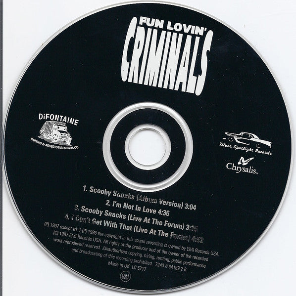 Fun Lovin' Criminals : Scooby Snacks / I'm Not In Love (CD, Single)
