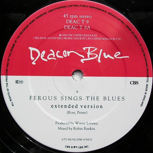 Deacon Blue : Fergus Sings The Blues Extended Mix (12", Single)